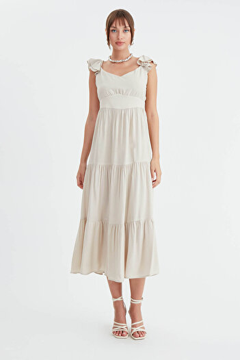 Vitrin Flounce Sleeve Layered Dress