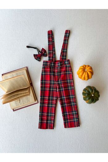 KÜÇÜĞÜM BUTİK Boy's Plaid Slippers and Bow Tie