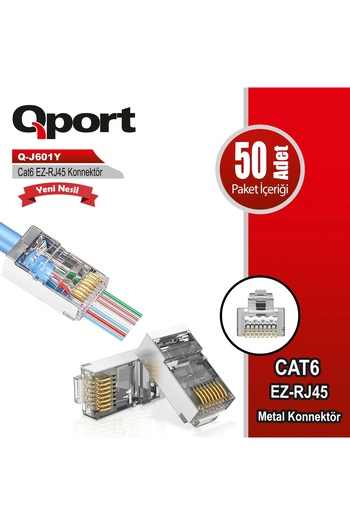 Digitus Qport Q-J601Y Cat6 50 Pcs Package Ez-Rj45 Metal New Generation Connector