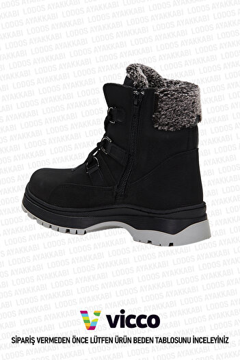 Vicco Alexis Black Girl's Boots - Ανατομικό φερμουάρ και αναπνεύσιμη γούνα