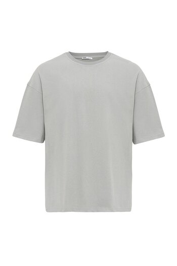 VAMOSCLO Γκρι Oversize Basic T-Shirt