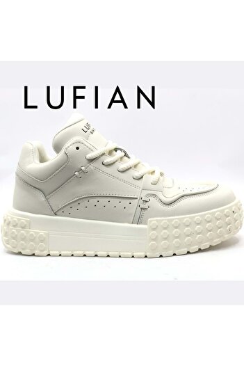Lufian 112230206 Burton Sneaker Pantofi clasici casual din piele pentru bărbați ALB