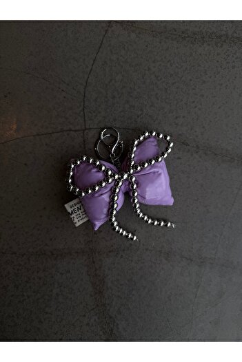 minebag Lilac Keychain Bag - Puff Ribbon and Bead Detail