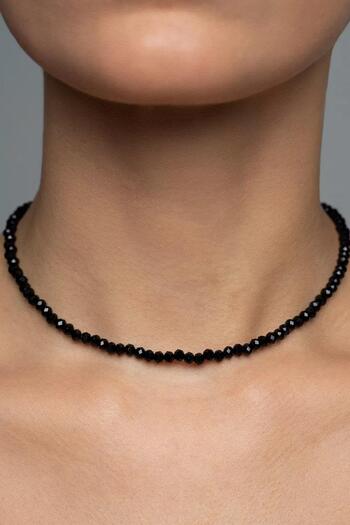 New Obsessions Black Crystal Stone Choker Chocker Necklace