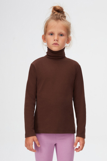 LOVETTI Girl's Full Turtleneck Long Sleeve Winter T-shirt - Brown