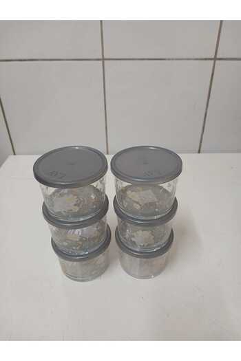 LAV FEYZADE Bodega - حاوية تخزين 240 سم مكعب × 6 قطع مع غطاء أنثراسايت ونمط زهور (LV-BDG-384)