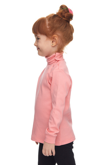 LOVETTI Salmon Basic Long Sleeve t-shirt for Girl - Full turtleneck with Snap Fasteners