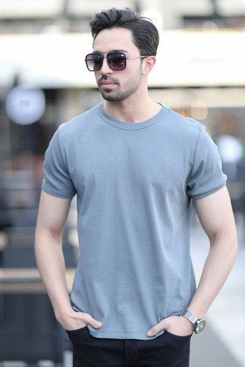 JB John Borners Light Khaki Men's Cotton T-Shirt - Crew Neck, Ribbed - 2143