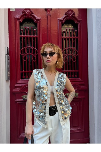 Bak'ap Lined Embroidered Ethnic Patterned Linen Vest