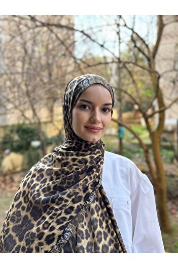 shalby Ethnic Leopard Patterned Soft Cotton Shawl Copper