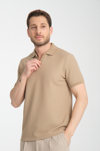 Frappoli Men's Polo Neck Waffle Comfort Fit T-Shirt - 100% Cotton