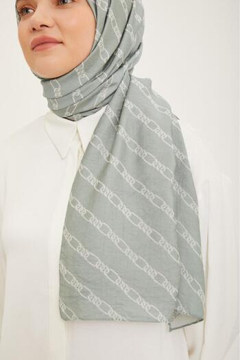 Armine Trend Pure Lina Mint Green Color Chain Pattern Shawl 16 - 23044