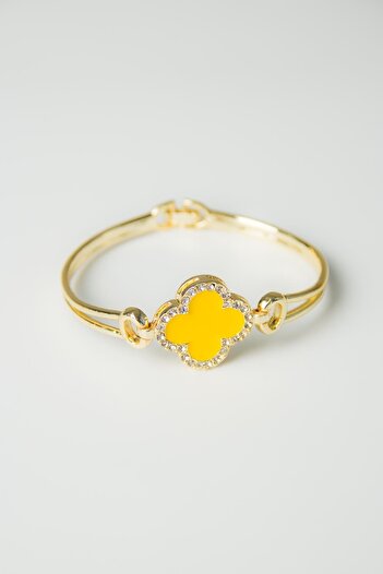 Modex Enameled Clover Handcuff Bracelet