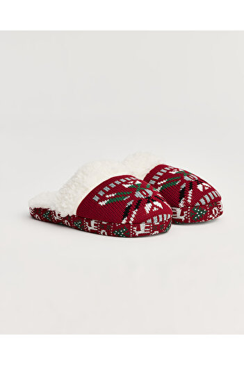 Chirpy Nevi -b - Ethnic Patterned Claret Red Women's House Slippers