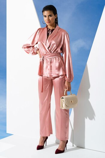 FOR YOU MODA 2-Piece Rose Dried Pajama Set Both Inside and Outside