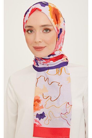 Armine Trend Shawl 10001-13 Pomegranate Flower-Purple