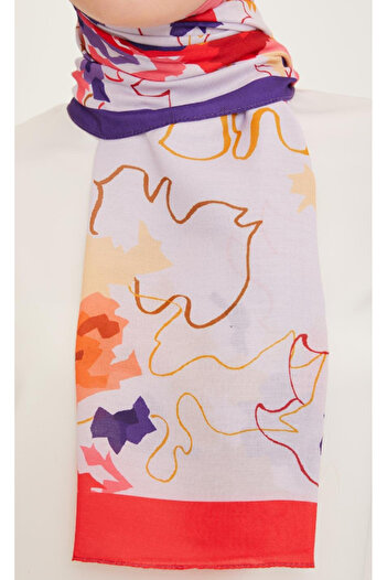 Armine Trend Shawl 10001-13 Pomegranate Flower-Purple