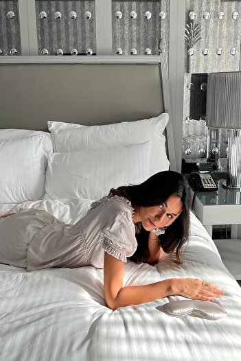 FOR YOU MODA 5'li İçeride&Dışarıda Fırfırlı Gri Pijama Takım