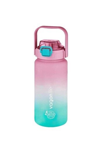 Vagonlife Pink-Turquoise 1500ml Motivational Water Bottle With/Without Straw Vgn2213-T