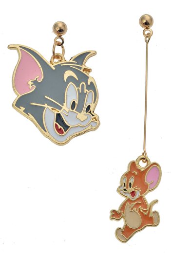 Pelin Aksesuar Asymmetric Cat and Mouse Fun Earrings