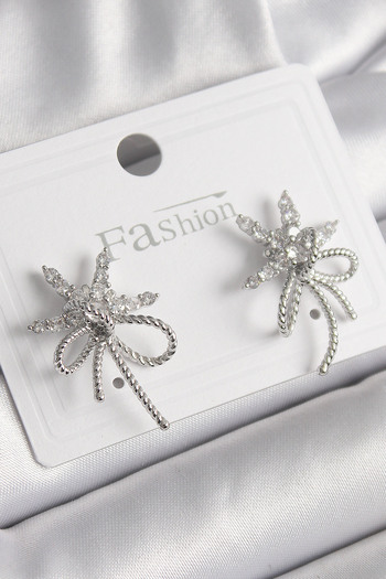 SeyCey.co Brass Silver Color Zircon Stone Star Knot Model Women's Earrings