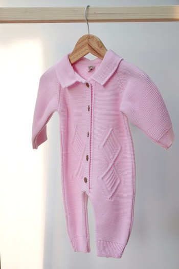 Bursa Trikomer Diamond Print Hat Knitwear Baby Romper