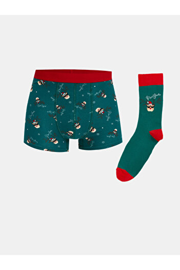 LC Waikiki New Year's Themed Men's Boxers and Socks