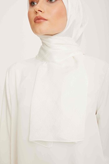 Armine Trend Jan Jan White Monogram Patterned Jacquard Shawl 6 - 21172