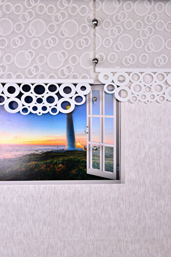 Setekshome Ekru Yuvarlak Lazer Kesim Stor Perde 80x200