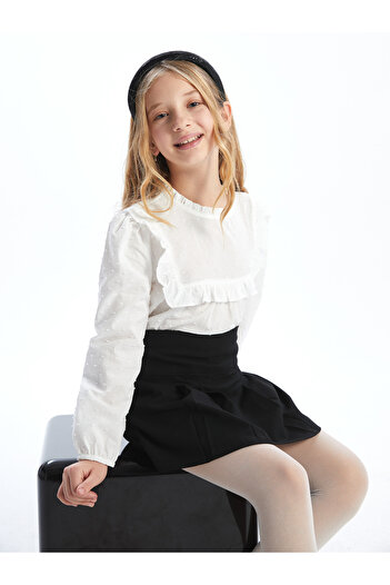 LC Waikiki Crew Neck Textured Girl's Blouse