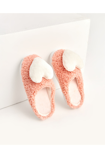 Chirpy Heart - Heart Figured Brown Women's House Slippers