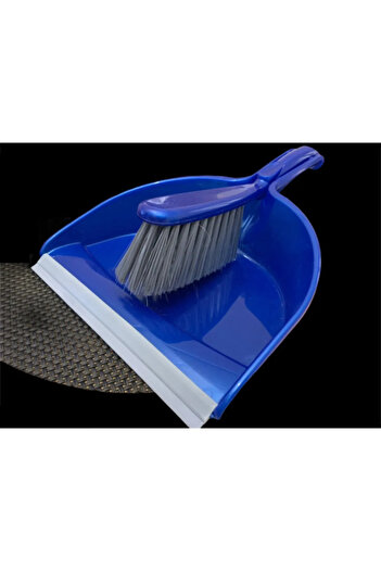 RENKYAPI Blue Broom with Large Brush Plastic - Handheld Cleaning Brush with Shovel Chamber