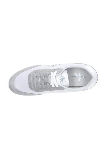 Calvin Klein Erkek Marka Logolu Bağcıklı Kaydırmaz Tabanlı Günlük Gri-Beyaz Sneaker YM0YM00746-0IX