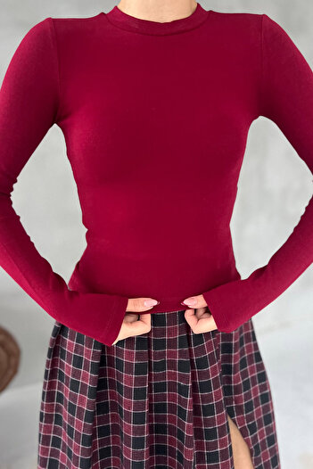 Seda Yalçın Atelier Burgundy Basic Long Sleeve Bodysuit