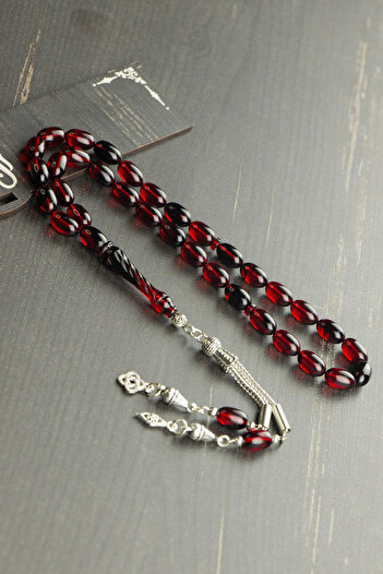 Tesbih Otağı Kalemkar İmameli Red Black Fire Amber Prayer Beads