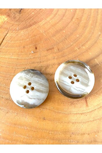 canan dizayn 27 mm (42 Size) Ecru-Brown Trenchcotton Button (8 Pcs)
