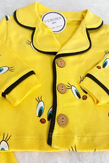 VERONA TARZ Kız Erkek Unisex Lüx Pijama Takımı Aly-Üst 2 Parça Canlı Desenleri Pamuklu