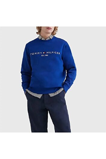 Tommy Hilfiger Plus Φούτερ Tommy Hilfiger Regular Fit TH FLEX με λογότυπο, ναυτικό μπλε