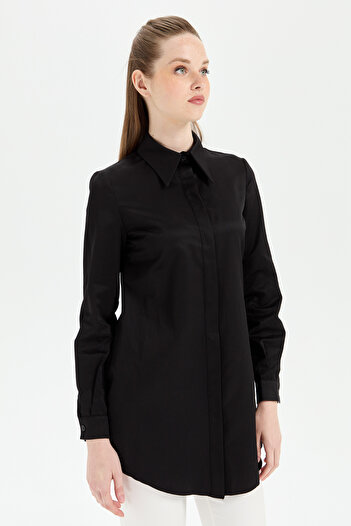 Fatma Atasoy Cămașă Midi Basic Neagră