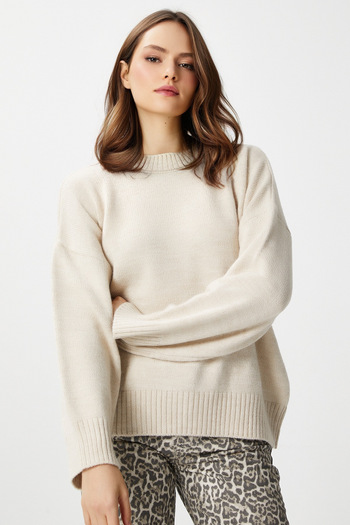 Ritnice Pntrst Stone Crew Neck Oversize Knitwear Sweater