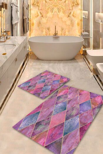 Aldora Machine Washable Stain Resistant Multi Pvc Leather Non Slip Base Design Bathroom Toilet Set Without Eaves B