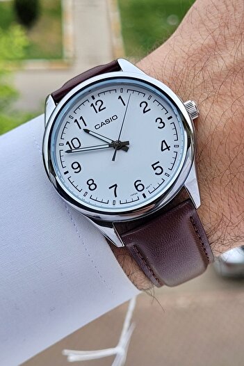 Casio Case Silver Cord Brown Color Men's Wristwatch