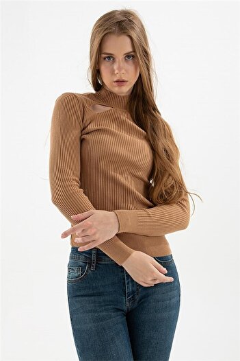 Fashion Friends 23k0167k1 Pulover de damă cu detalii pentru fereastră