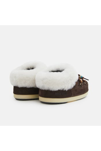 MOON BOOT Women / Girls Slippers 80D1470040-Ml01 Moon Boot Evx Mule Suede Beads Dark Brown/Natural