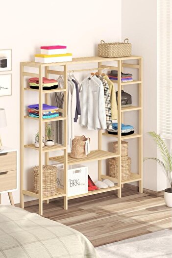 BRK Design Ahşap Açık Gardırop 150*140*25 B Gardırop