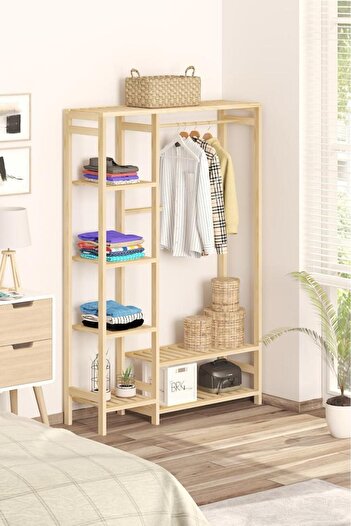 BRK Design BRK DESİGN Ahşap Açık Gardırop 147X96X25