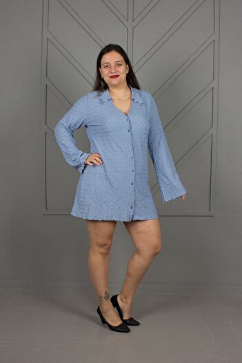 Truva XXL Plus Size Mini Wrap Fabric Shirt Dress