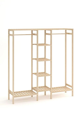 BRK Design BRK DESİGN Ahşap Açık Gardırop 150x140x25 Küçük İndigo