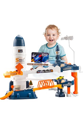 COOYA Space Toy Cars,Kids Parking Set,with Breakout Tracks,Launcher Feature