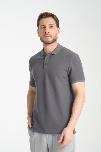 Frappoli Stretchy Knitted Buttoned Polo Neck Men's Classic Fit Polo Neck T-Shirt 100% Cotton